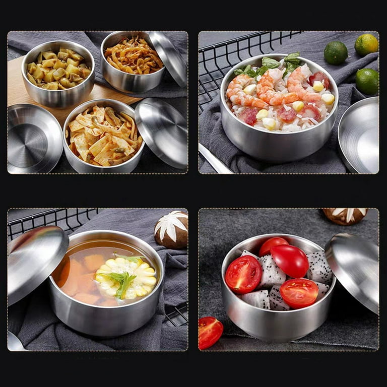 New Food Grade Stainless Steel Kimchi Bowl with Lid, Refrigerator