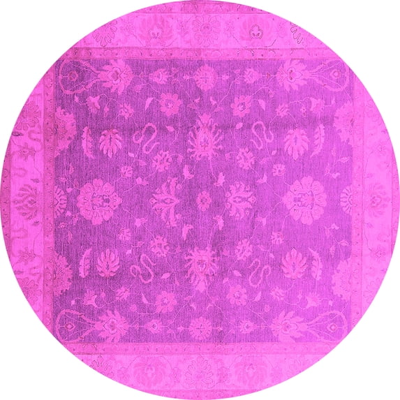 Ahgly Company Indoor Round Oriental Pink Traditional Area Rugs, 3' Round
