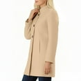 thumbnail image 6 of cocolona Womens Winter Overcoat Long Sleeve Stand Collar Pea Coat Fashion Casual Solid Color Mid Length Trench Coat Outwear, 6 of 7
