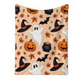 thumbnail image 2 of Halloween Ghost Witch Flannel Throw Blanket, Pumpkin Cauldron Autumn Print Cover for Couch, Sofa and Bedroom, 2 of 3