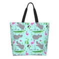 thumbnail image 3 of Fuzoiu Hippo With Flamingos And Crocodiles Print Tote Bags for Women,Shoulder Bag, Gym Tote,Top Handle Ladies Shoulder Bags for Work Beach Travel and Shopping Grocery, 3 of 9