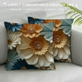 thumbnail image 3 of HENGT Cute White, Orange, and Yellow Flower Satin Cushion Covers Watercolor Colorful Flowers Abstract Floral Decorative Pillow Covers Pillow Bed Cover Couch Pillows for Iiving Room, 3 of 5