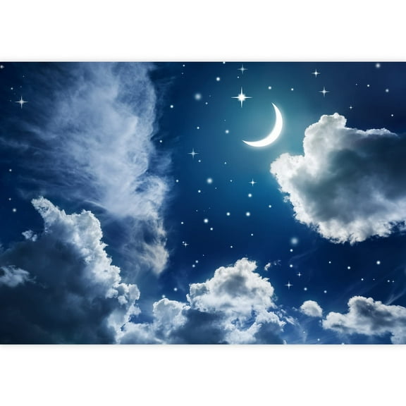 wall26 - Night Sky with Stars and Moon - Removable Wall Mural | Self-Adhesive Large Wallpaper - 100x144 inches