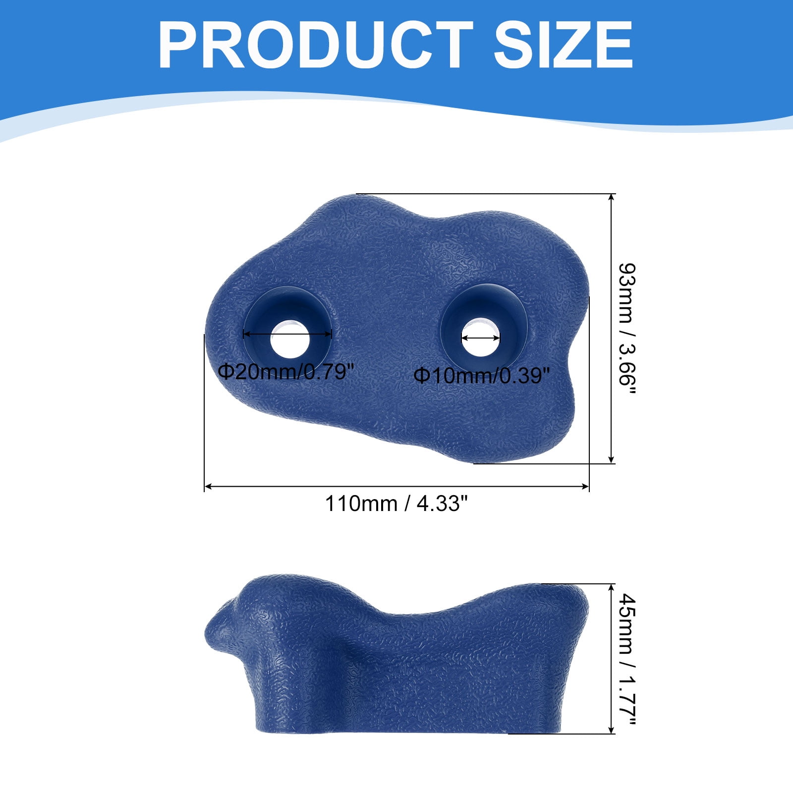 Rock Climbing Holds, 10 Pcs Small Climbing Rock Wall Grips with Double Hole for Playground Accessory, Blue-D