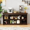 thumbnail image 5 of Shahoo Farmhouse Sideboard Buffet Cabinet, Coffee Bar Storage with Sliding Barn Doors, Shelf for Home Dining Room, Espresso, 5 of 7