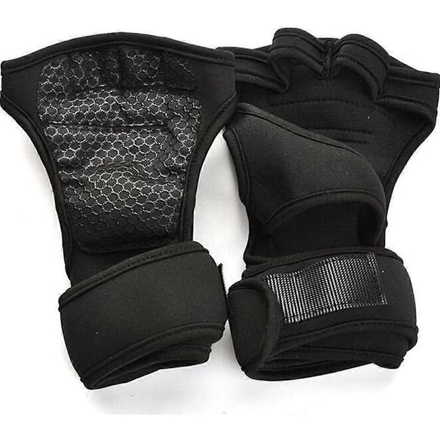 1Pairs Weightlifting Training Gloves For Men Women Fitness Sports Body Building Gymnastics Gym(Style C,Black,L)
