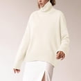 thumbnail image 2 of Women's Long High Neck Solid Ribbed Knit Lightweight Pullover Sweater Top, 2 of 6