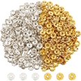 thumbnail image 1 of 320Pcs 2 Colors Iron Rhinestone Spacer Beads Grade B Waves Edge Rondelle Golden & Silver 8x3.5mm Hole: 1.5mm 160Pcs/color, 1 of 6