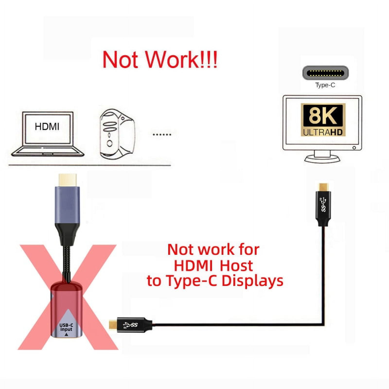 JSER USB-C Type C Female Source to HDMI Sink HDTV Cable 8K@60hz 4K@120hz for Tablet Phone Laptop