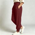 thumbnail image 5 of PWPSG Women's Harem Pants High Waist Button Cuffed Tapered Plus Size Casual Lounge Trousers with Pockets, 5 of 10