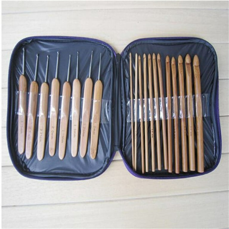 1set Bamboo Knitting Needles And Crochet Hook Set, Includes 18 PCS Straight  Single Pointed Knitting Needles, 12 PCS Lace Crochet Hooks Set With Case