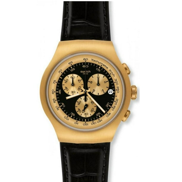 Swatch Swatch YOG403 Men's Golden Hide Black Gold Tone Steel Black