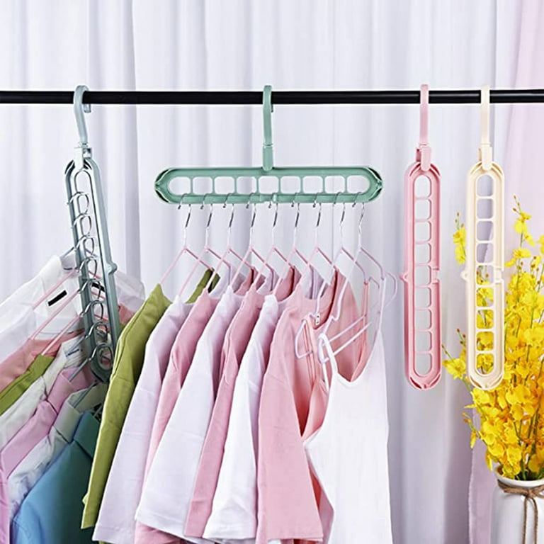 Space Saving Closet Hangers Stronger Plastic Colorful Clothes Racks Rotary Organizer  Hangers 5 Hole Magic Wardrobe Organizer