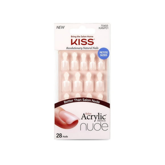 Kiss, Salon Acrylique Nude Français Press-On Ongles Forme Carrée Rose Clair, 31 Chiffres