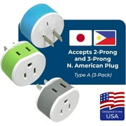 OREI Japan، Philippines Power Plug Adapter with 2 USA Inputs - Travel 3 Pack - Type A (US-6)