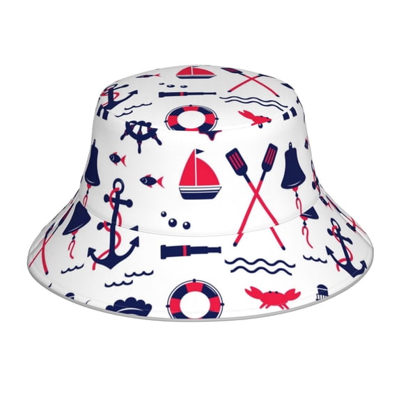 Kdxio Reflective Bucket Hat - Sailing Marine Travel Print Bucket Hat for Men,Women