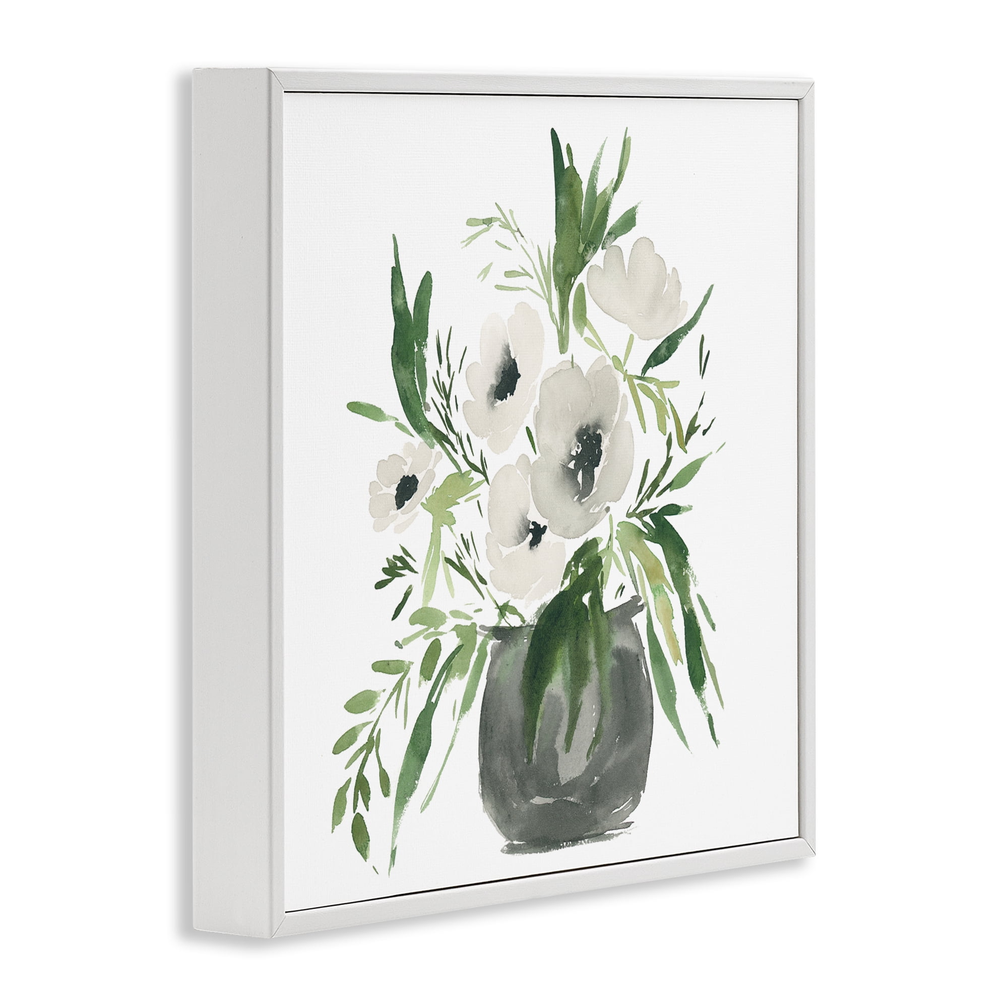 Stupell Industries Rounded White Anemones White Framed Giclee Art, design by Lucille Price