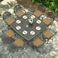 thumbnail image 7 of VIVIJASON 9-Piece Outdoor Furniture Dining Set for 8, All-Weather Cast Aluminum Patio Table and Chairs Set with 8 Swivel Rocker Chairs, 64" Large Square Dining Table with 2.2" Umbrella Hole, Khaki, 7 of 7