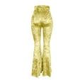 thumbnail image 5 of hotojiny Womens Velvet Flare Pants Elastic High Waist Pull On Bootcut Pants Wide Leg Stretch Bell Bottom Trousers, 5 of 5
