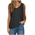 thumbnail image 2 of Plus Size Tank Tops for Women Sleeveless V-neck Solid Color Loose Casual Camisole Black XXL, 2 of 6