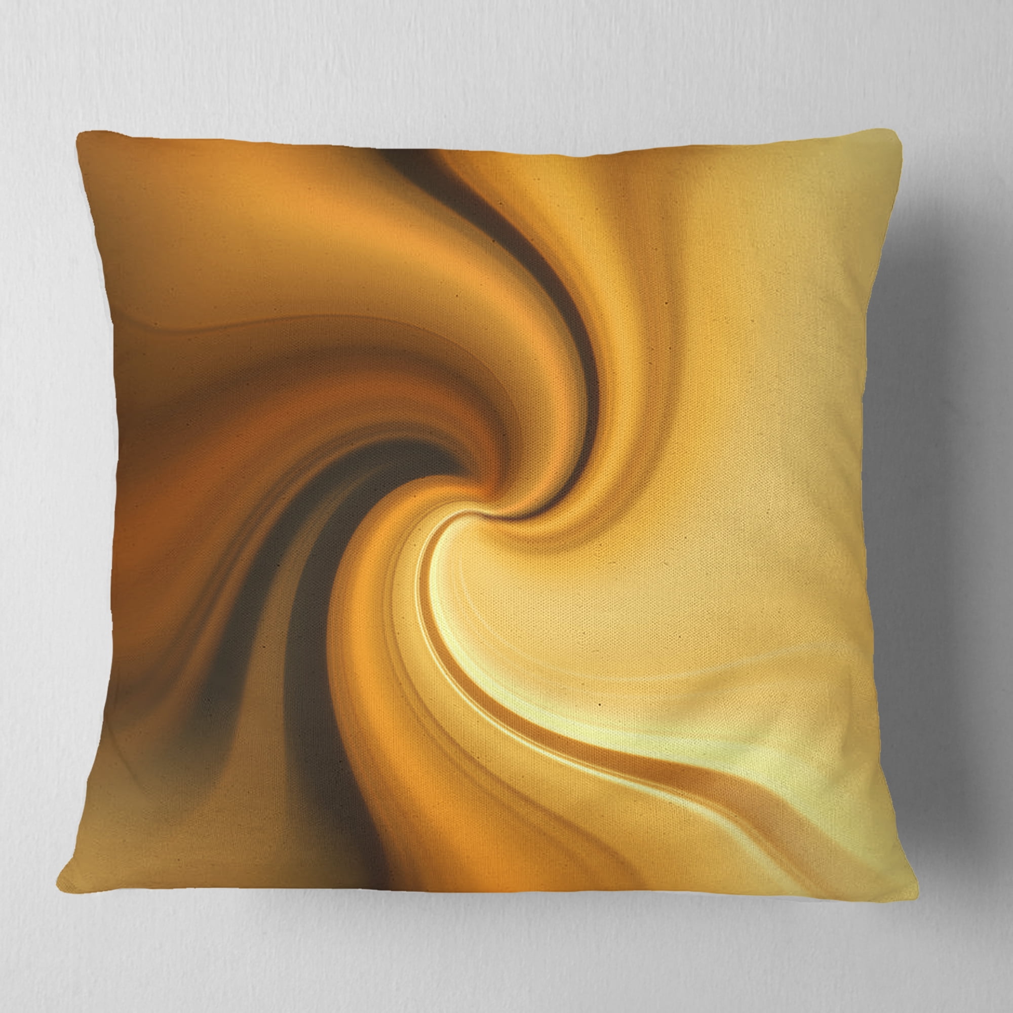 Designart Brown Waves Curved Texture - Abstract Throw Pillow - 18x18