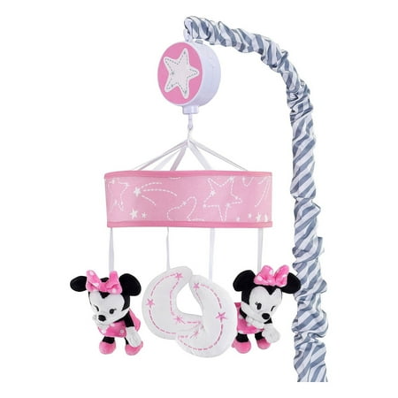 UPC: 0084122820111 | Disney Baby Minnie Mouse Pink/Gray Musical Crib Mobile by Lambs & Ivy