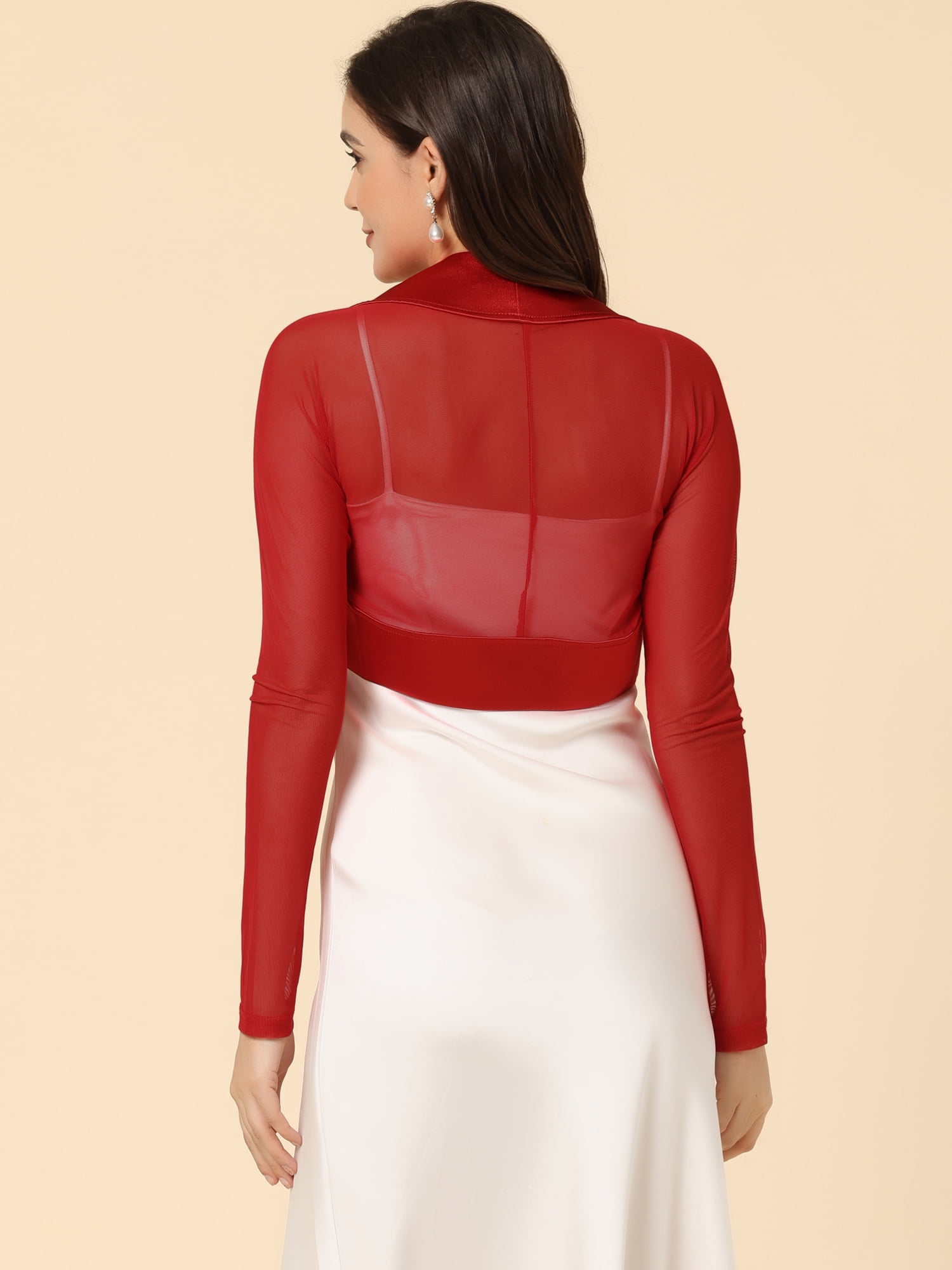 DARING DIVA Women's Elegant Bolero Shrugs Crop Cardigan XS Red