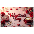 thumbnail image 1 of Valentine's Day Romantic Backdrop Banner with Roses Coffee Heart Lock Perfect for Weddings Anniversaries Parties Celebrations Romantic Dinners, 1 of 4