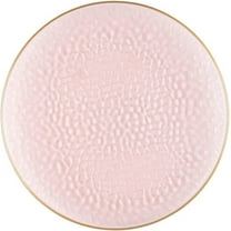 (20 PACK) EcoQuality 13" inch Round Charger Hammered Translucent Pink Plastic Plates with Gold Rim - China Like Party Plates, Heavy Duty Large Disposable Dinner Salad Plate Weddings, Serveware