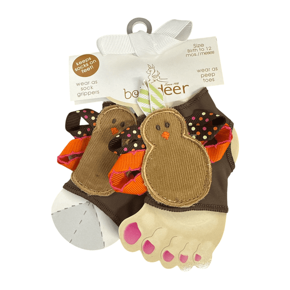 Baby Turkey Sock Grippers – Peep Toe or Full Coverage (Birth to 12 Months)