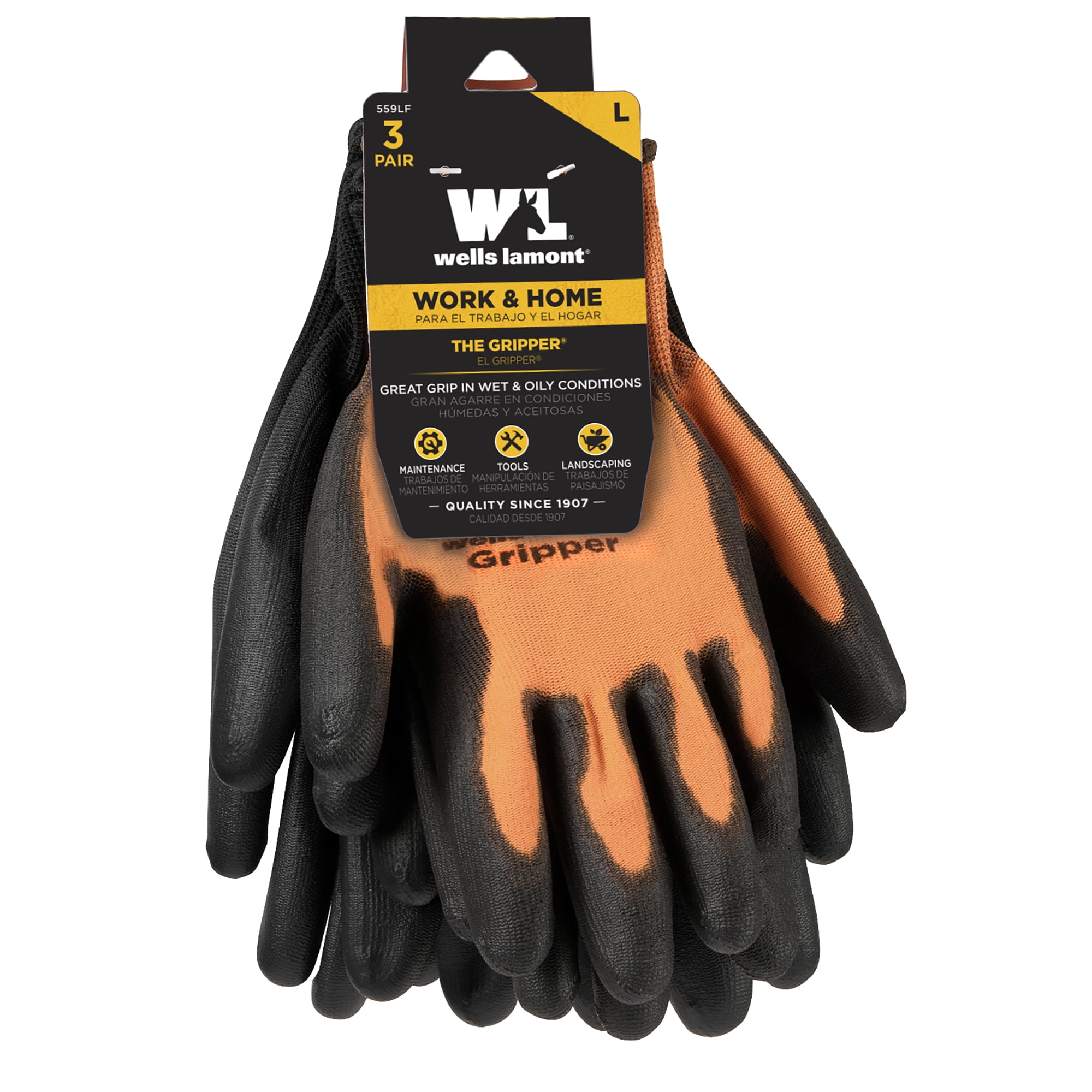 Wells Lamont Ultimate Gripper Work Gloves, 3-Pack