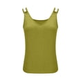 thumbnail image 4 of Erwazi Women's Solid Color Crew Neck Double Strap Cami Sleeveless Slim Fit Casual Trendy Tank Top, 4 of 6