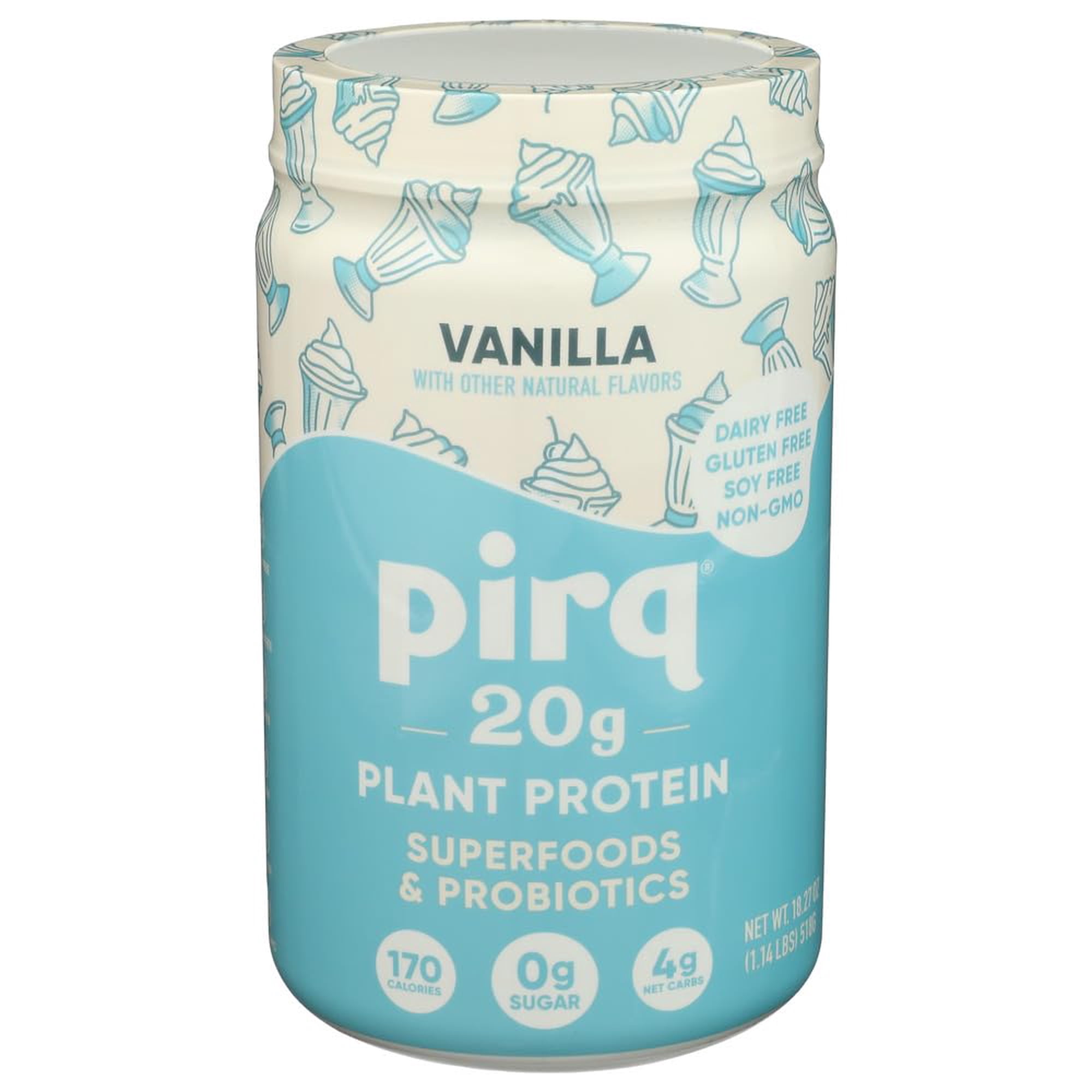 (Pack Of 2) PIRQ Plant Protein Powder Vanilla Flavored - Superfood & Probiotics - 1.29 Lb