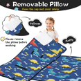 thumbnail image 3 of DarkBlue Cartoon Dinosaurs Bones Pattern Teens Toddler Nap Mat with Pillow, Sleeping Mat Bag for Preschool Daycare 59"x22", 3 of 6