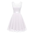 thumbnail image 1 of Minnieouse Vestido de mujer Color sólido Encaje Empalme Fiesta Citas Retro Swing Vestidos Mezcla de algodón Moda Ropa casual M Blanco Vestidos XXXL Weiß, 1 of 6