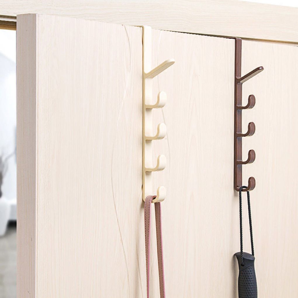 over the Door Hook Hanger with 5 Hooks, Vertical Hanging Coat Rack Towel Hanger Rack, Plastic over the Door Hat Display Hanger, for Hanging Towel Scarf Hat Bag (Random Color) - by ROBOT-GXG - image 3 of 11