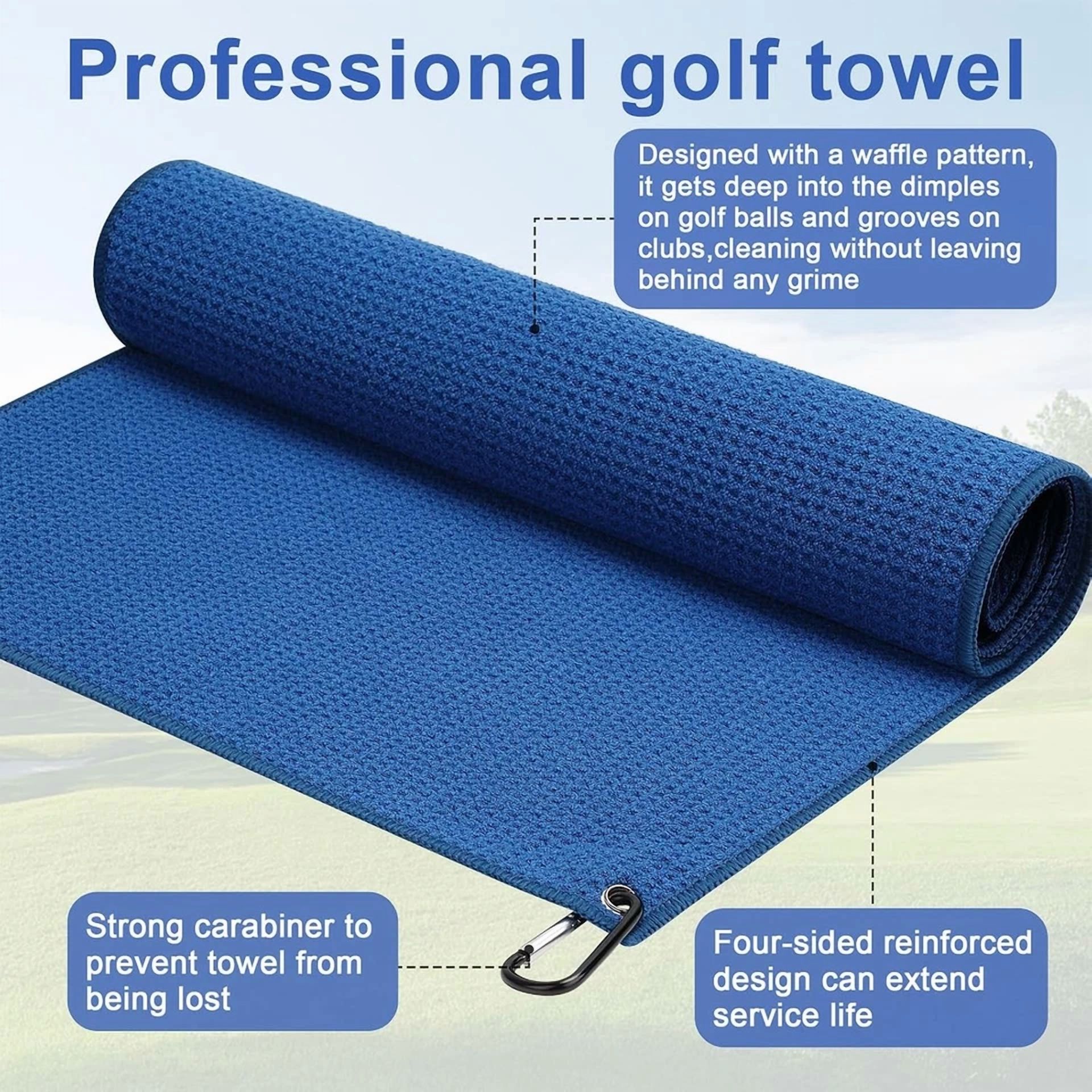 CRESTIN- Pack Golf Towel (16" X 16") With Carabiner Clip,