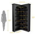 thumbnail image 5 of Casendy 71" Tall Corner Bookcase with Backboard, 6-Tier L-Shaped Corner Bookshelf with Curved Baffle, Industrial Display Rack for Living Room, Home Office,Black, 5 of 9