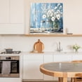 thumbnail image 6 of Daisies Flowers Wall Art Painting on Canvas, White Bottle Floral Rustic Blue Woodgrain Canvas Art Home Prints Wall Art Framed Modern Artwork for Living Room Bedroom Wall Decor 16x16in, 6 of 9