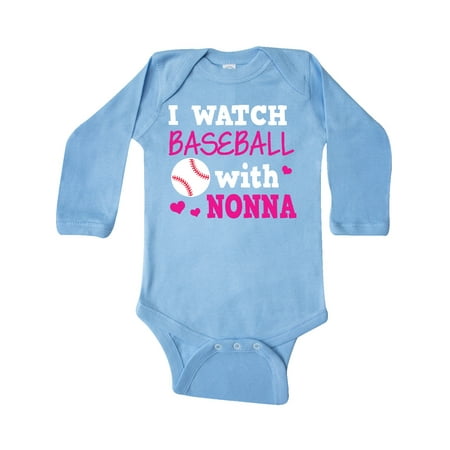 

Inktastic I Watch Baseball with My Nonna Gift Baby Girl Long Sleeve Bodysuit