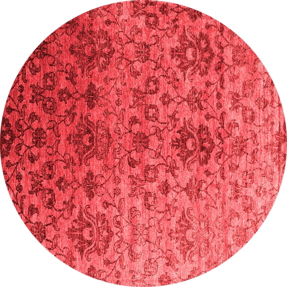 Ahgly Company Indoor Round Abstract Red Contemporary Area Rugs, 6' Round