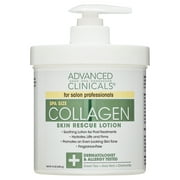 Advanced Clinicals Collagen Skin Rescue Lotion. Hydrating Body Cream for Hands, Face. Dry Skin Treatment. 16 fl oz.