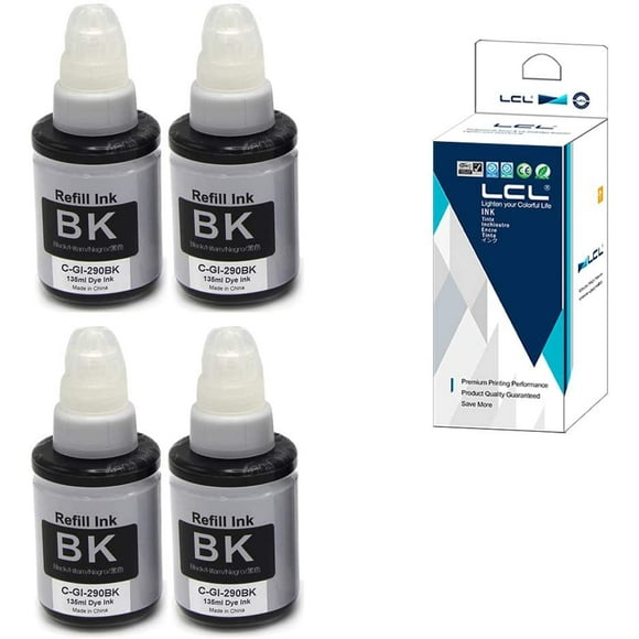 LCL Compatible for Canon GI290 GI-290 (4-Pack Black) Ink Bottle for Canon PIXMA G1200 G2200 G3200 G4200 G4210