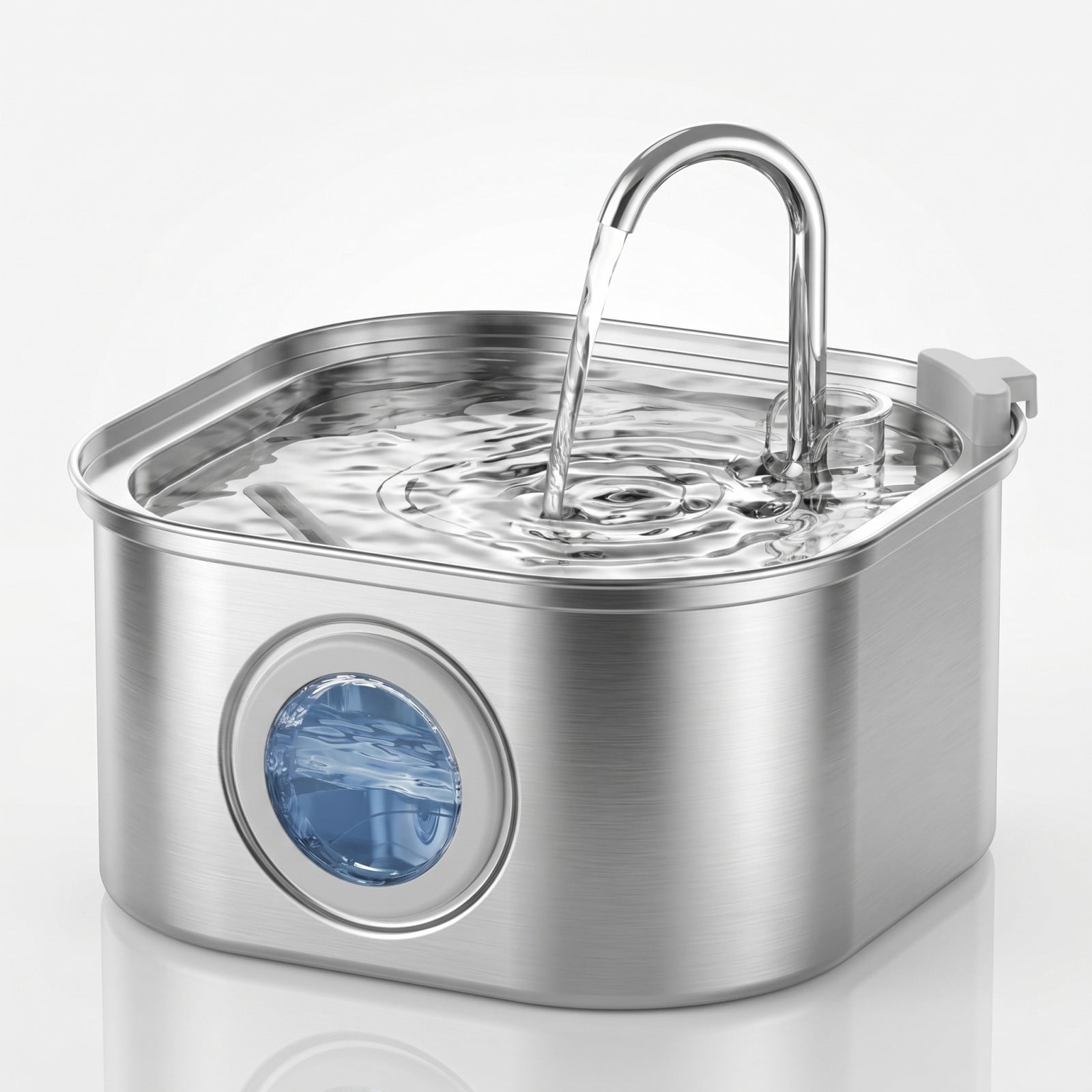 Stainless Steel Cat Water Dispenser, Large Capacity Water Drop Design, Visual Window Automatic Drinking Fountain, Quiet Feeding Station for Indoor Pets