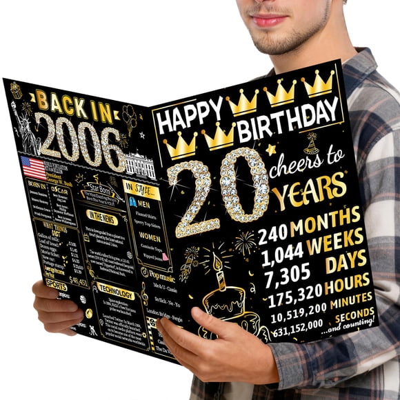Tarjeta de Cumpleaños Joycard 20º Jumbo 20,3x25,4 cm con Sobre
