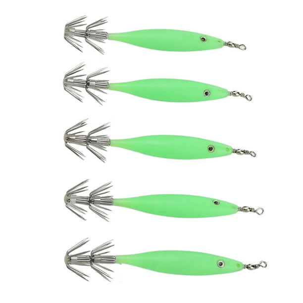 Glow Squid Jig Artificial Bait Lure Jig 5Pcs 8cm Fishing Lure With