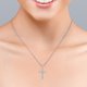 thumbnail image 2 of Collar con Colgante de Cruz de Canal JeenMata con Diamantes Redondos de 0,25 TCW y 4 Corazones en Baño de Oro Blanco de 18 K sobre Plata, 2 of 4