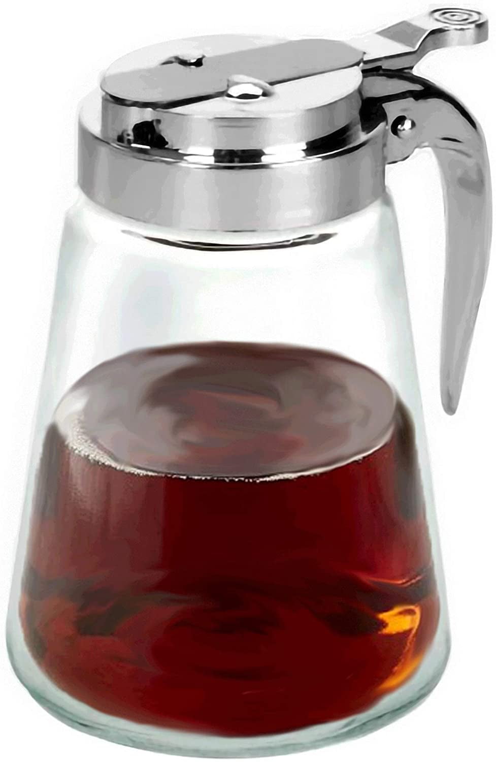 Glass Bottle Syrup Dispenser Pitcher Maple Syrup Honey Jar Retracting