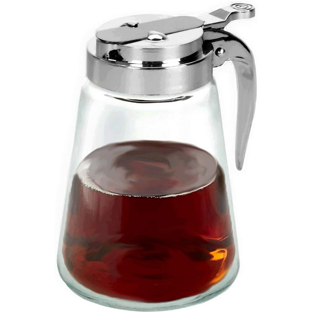 Glass Bottle Syrup Dispenser Pitcher Maple Syrup Honey Jar Retracting