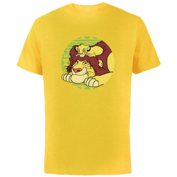 Disney The Lion King 30th Anniversary Mufasa & Simba Retro - Short Sleeve Cotton T-Shirt for Adults - Customized-Yellow